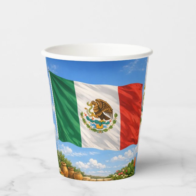 Mexican Flag  Paper Cups (Front)