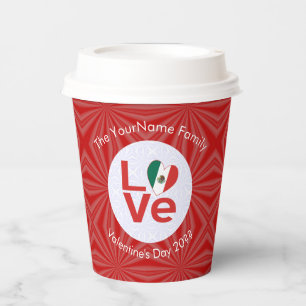 Mexican Flag Red Letter LOVE Personalised Paper Cups