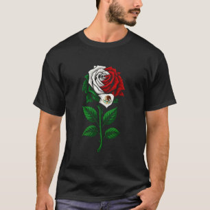Mexican Flag Rose Emblem Pride Mexico Vintage Mexi T-Shirt