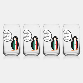 Mexican Flag Talking Ms. Penguin Can Glass