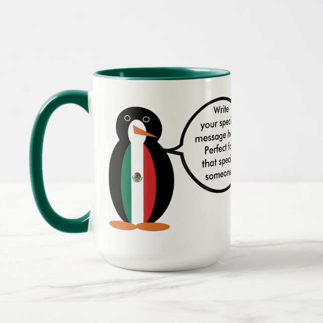 Mexican Flag Talking Ms. Penguin Combo Mug (Left)