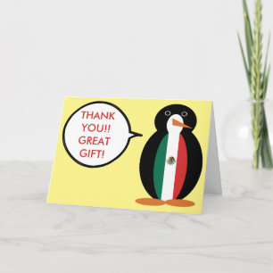 Mexican Flag Talking Ms. Penguin Thank You Card
