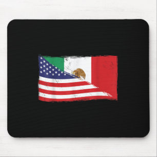 Mexican Flag Usa American Flag Proud Mexico Roots  Mouse Pad