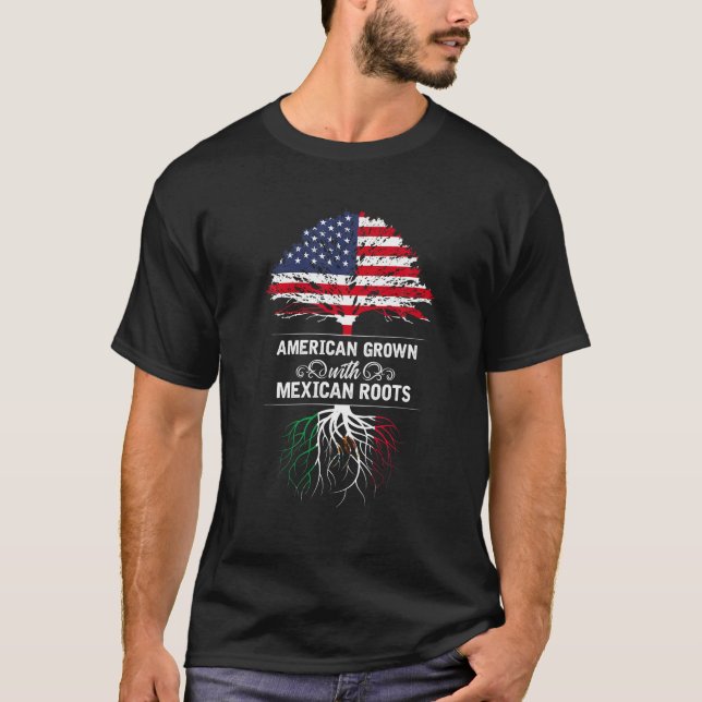 Mexican Flag USA Pride American Grown Mexico T Shi T-Shirt (Front)