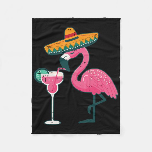 Mexican Flamingo Sombrero Cinco De Mayo Fiesta Wom Fleece Blanket (Front)