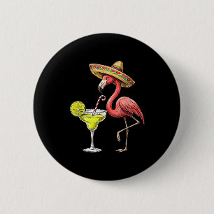 Mexican flamingo sombrero margarita cinco de mayo 6 cm round badge