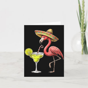 Mexican flamingo sombrero margarita cinco de mayo card