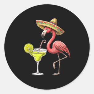 Mexican flamingo sombrero margarita cinco de mayo classic round sticker