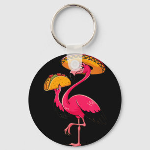 Mexican flamingo tacos cute cinco de mayo fiesta key ring