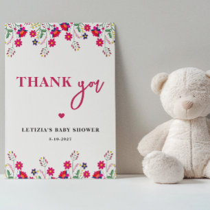 Mexican Floral Baby in Bloom Baby Shower Thank You Card