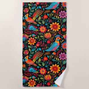 Mexican floral colourful beach towel