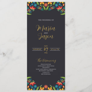 Mexican Floral Colourful Botanical Flowers Wedding Programme
