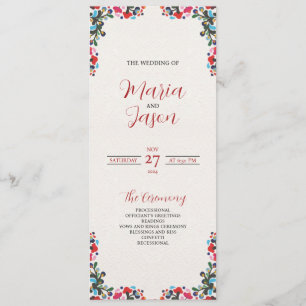 Mexican Floral Colourful Botanical Flowers Wedding Programme