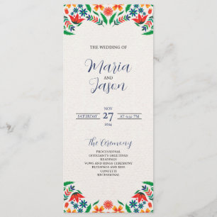 Mexican Floral Colourful Botanical Flowers Wedding Programme