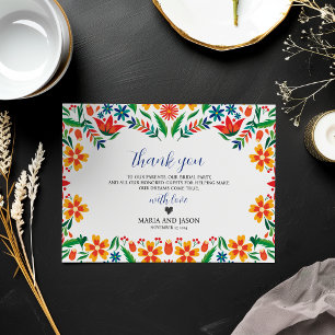 Mexican Floral Colourful Botanical Flowers Wedding Thank You Card