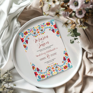 Mexican Floral Colourful Elegant Boda Wedding Invitation