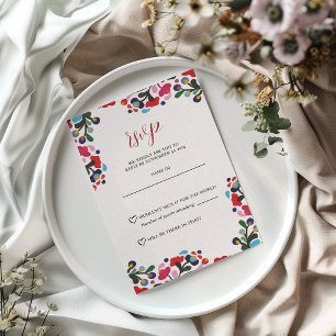 Mexican Floral Colourful Fiesta Wedding RSVP Card