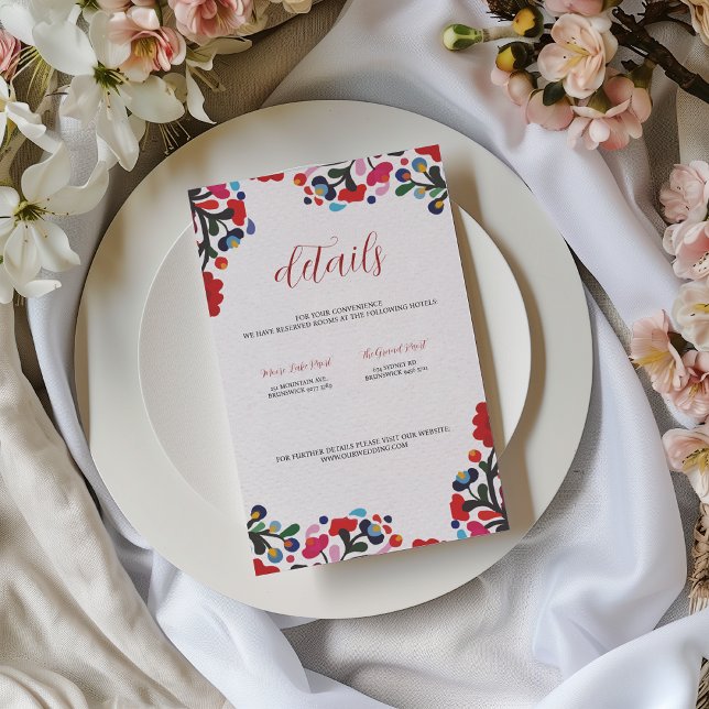 Mexican Floral Colourful Wedding Details Card (Mexican Floral Colorful Wedding Details Card)