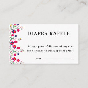 Mexican Floral   Diaper Raffle   Baby Shower  Enclosure Card