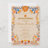 Mexican Floral Earthy Western Quinceanera and Mass Invitation (Front)