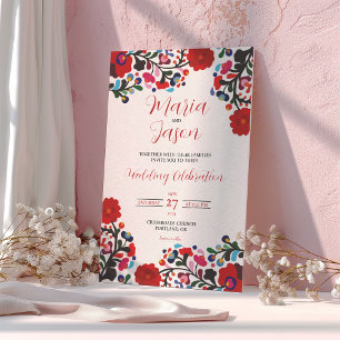 Mexican Floral Elegant Colourful Fiesta Wedding Invitation