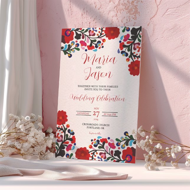 Mexican Floral Elegant Colourful Fiesta Wedding Invitation (Mexican Floral Elegant Colorful Fiesta Wedding Invitation)
