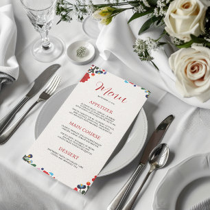 Mexican Floral Elegant Colourful Fiesta Wedding Menu