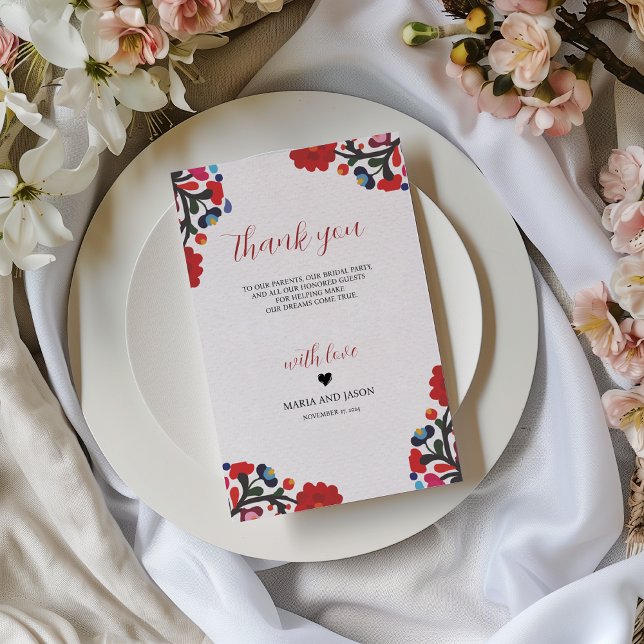 Mexican Floral Elegant Colourful Fiesta Wedding Thank You Card (Mexican Floral Elegant Colorful Fiesta Wedding Thank You Card)
