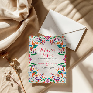 Mexican Floral Fiesta Colourful Boda Wedding Invitation