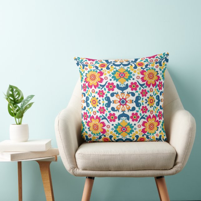 Mexican Floral Fiesta Fabric Background Cushion (Chair)