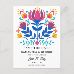 Mexican Floral Fiesta Save The Date Announcement Postcard