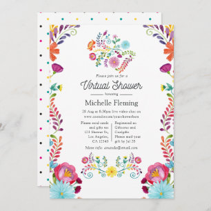 Mexican Floral Fiesta Virtual Baby Shower Invitation