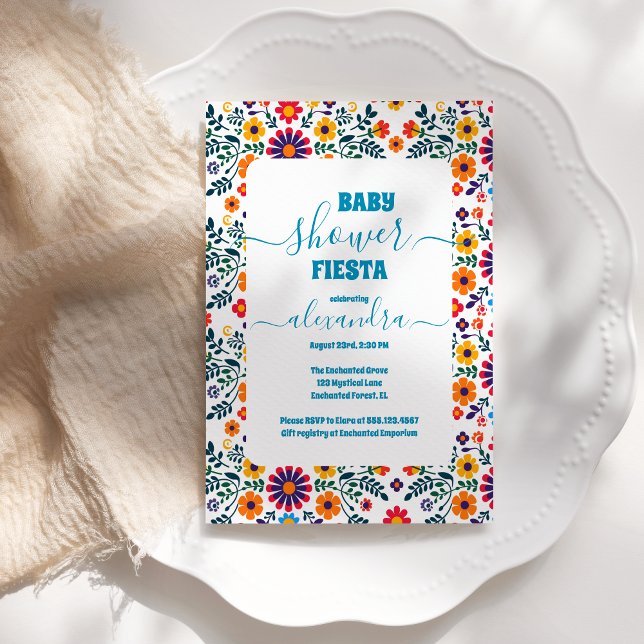 Mexican Floral Flowers Fiesta Girl Baby Shower Invitation (Creator Uploaded)