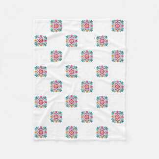 Mexican Floral Patchwork Fleece Blanket