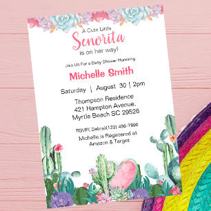 Mexican Floral Señorita Baby Shower   Invitation