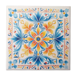 Mexican Floral Talavera Hacienda Style Tile