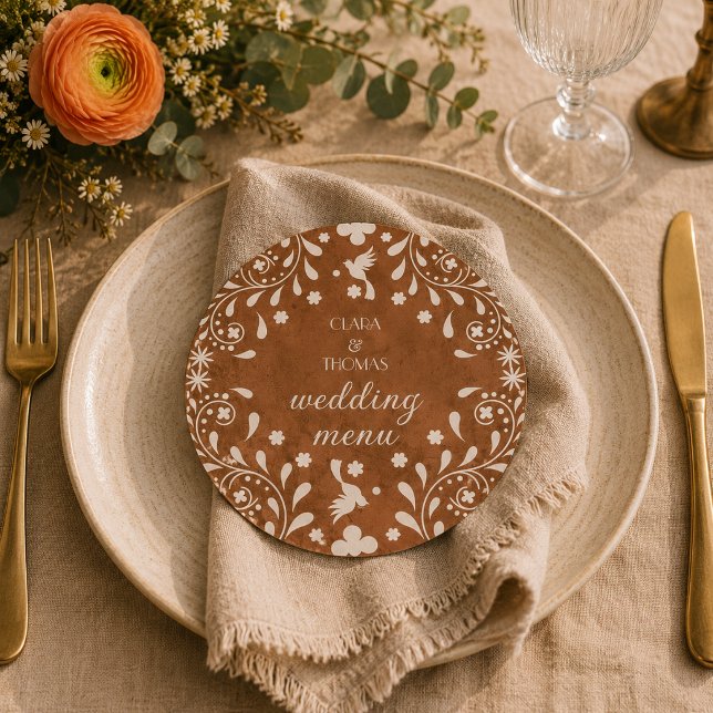Mexican Floral Terracotta Wedding Menu Card (Creator Uploaded)