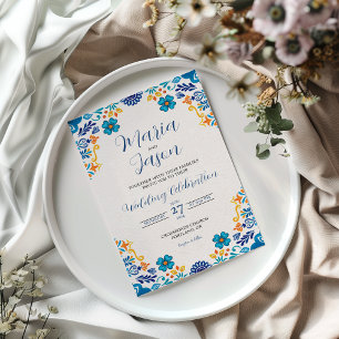 Mexican Floral Traditional Botanical Boda Wedding Invitation