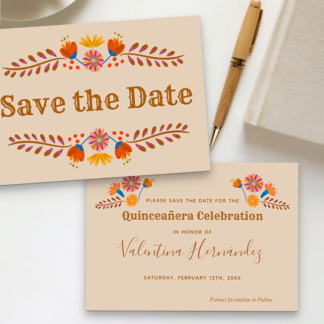 Mexican Floral Western Typography Save The Date (Save the Date in natural earthy colors - printed or download - from my Mexican Floral collection)