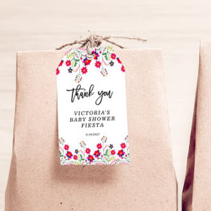 Mexican Flowers Baby Shower Fiesta Gift Tags
