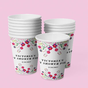 Mexican Flowers Baby Shower Fiesta Paper Cups