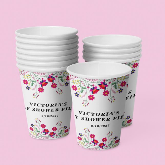 Mexican Flowers Baby Shower Fiesta Paper Cups (Creator Uploaded)