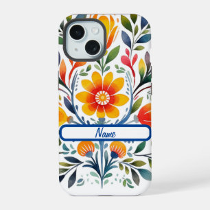 Mexican Flowers Design Tough Case-Mate iPhone 15 Case