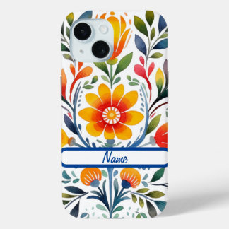 Mexican Flowers Design Tough Case-Mate iPhone 15 Case