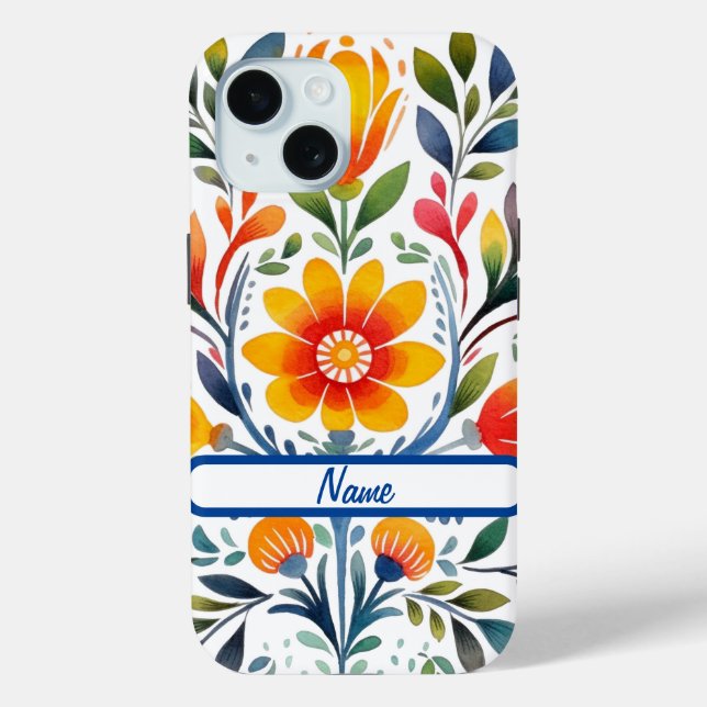 Mexican Flowers Design Tough Case-Mate iPhone Case (Back)