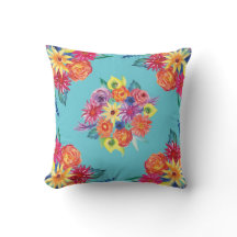 Mexican flowers floral Pillow