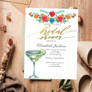 Mexican Flowers Margarita Bridal Shower  Invitation