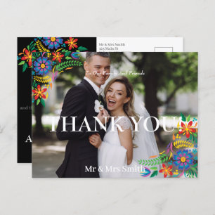 Mexican Flowers Photo Thank You Postcard