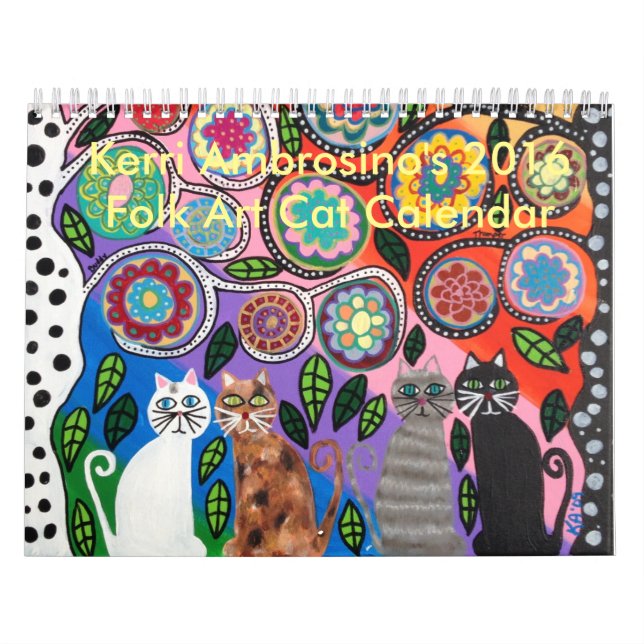 Mexican Folk Art Cat Calendar 2016 Ambrosino (Cover)
