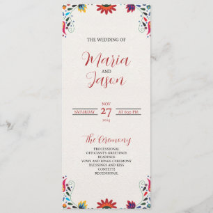 Mexican Folk Art Colourful Floral Fiesta Wedding Programme